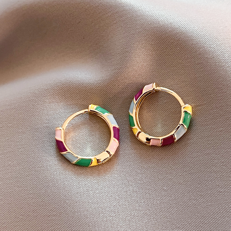 Lustrous Gold Enamel Earrings