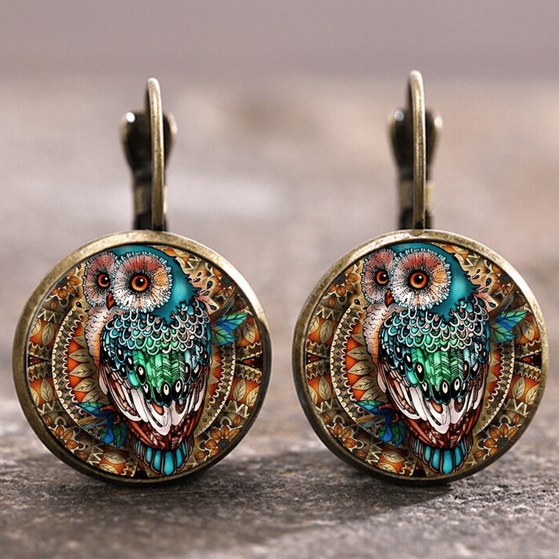 Vintage Crystal Owl Earrings