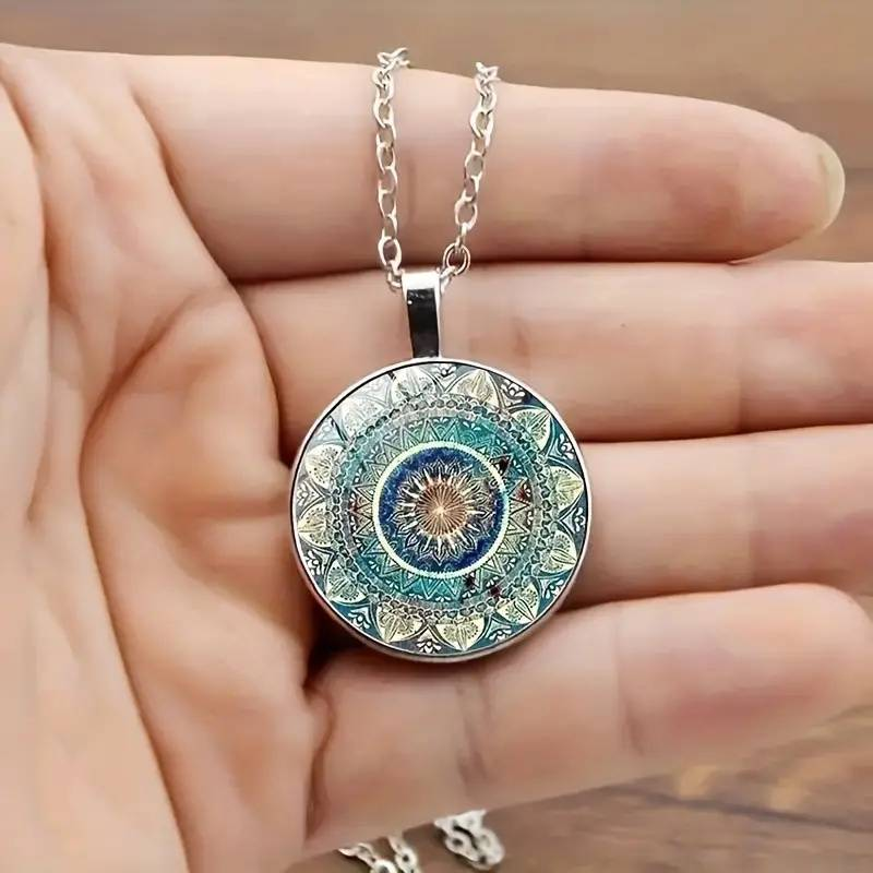 Dazzling Rounded Blue Mandala Necklace