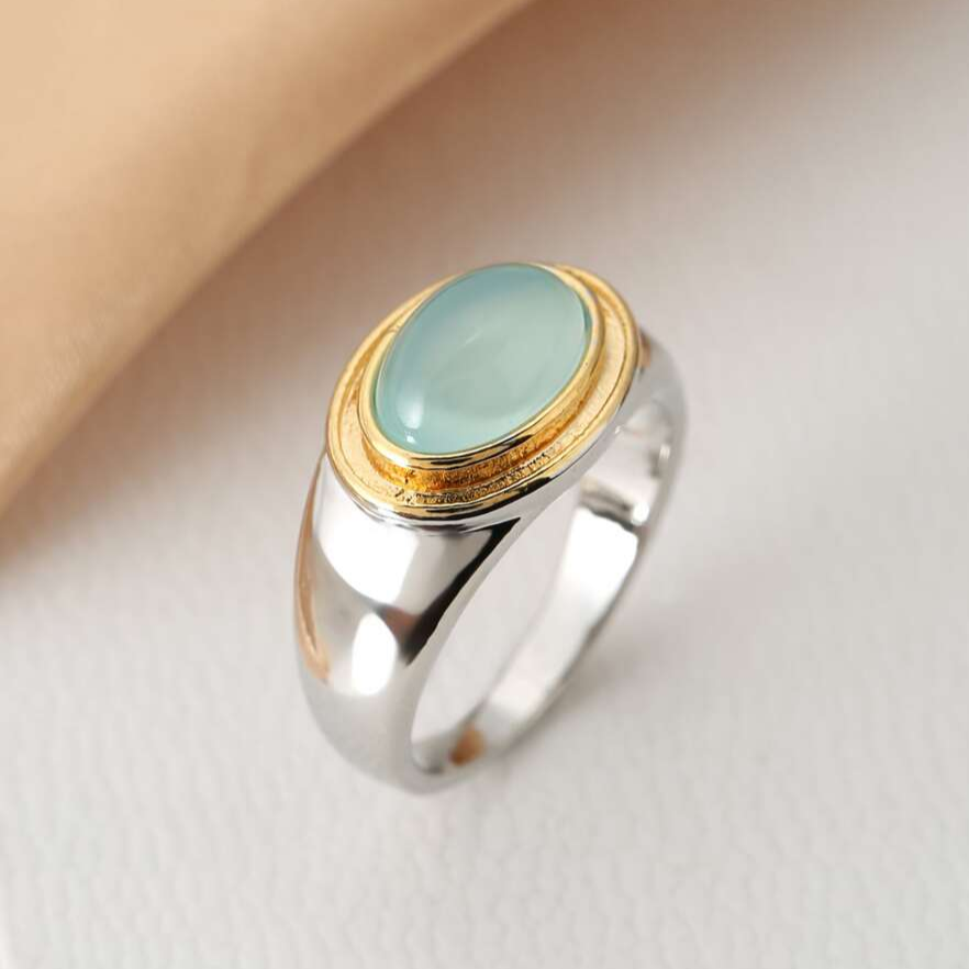 Vintage Green Moonstone Statement Ring