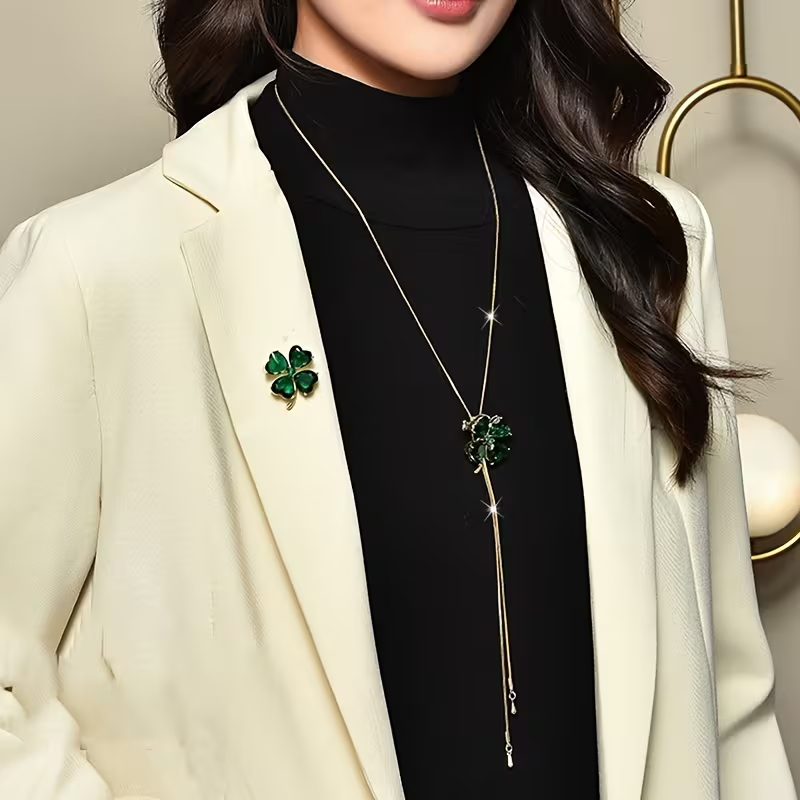 Elegant Clover Emerald Necklace
