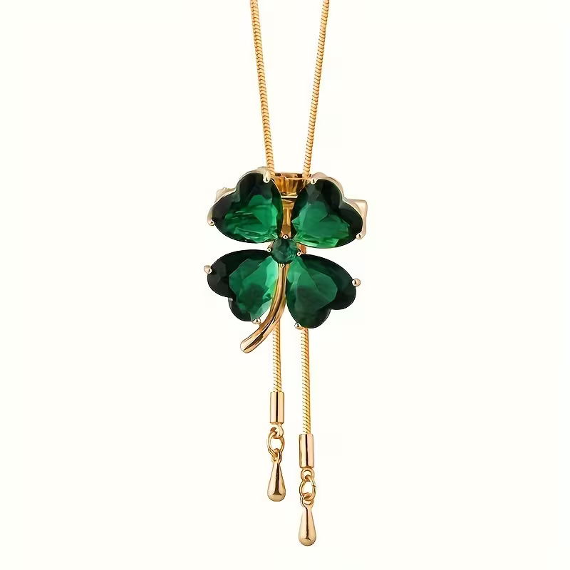 Elegant Clover Emerald Necklace