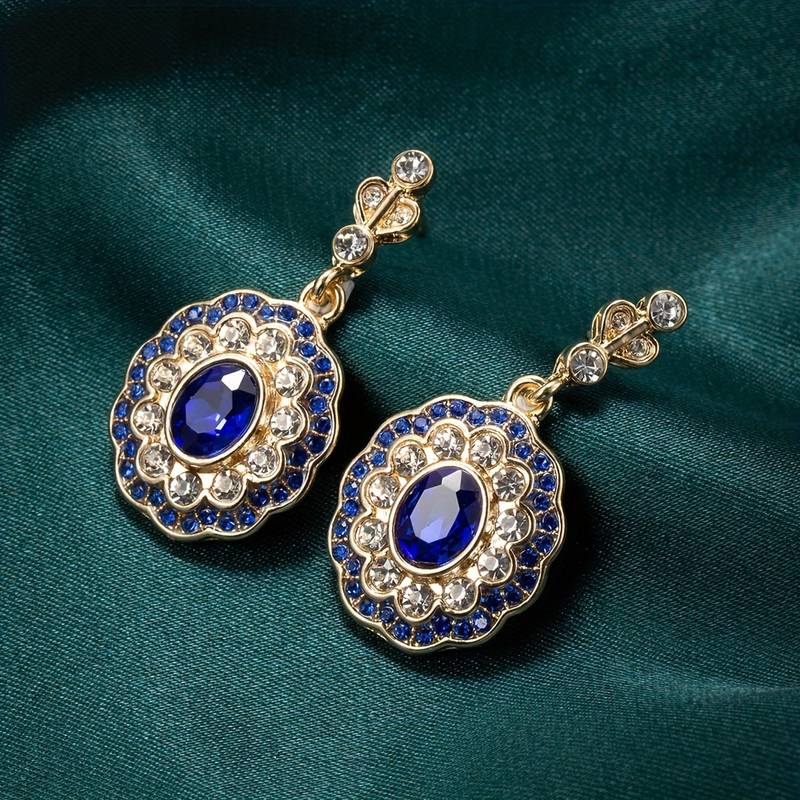 Blue Crystal Mandala Earrings