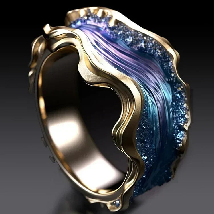 Polished Golden Ocean Ring