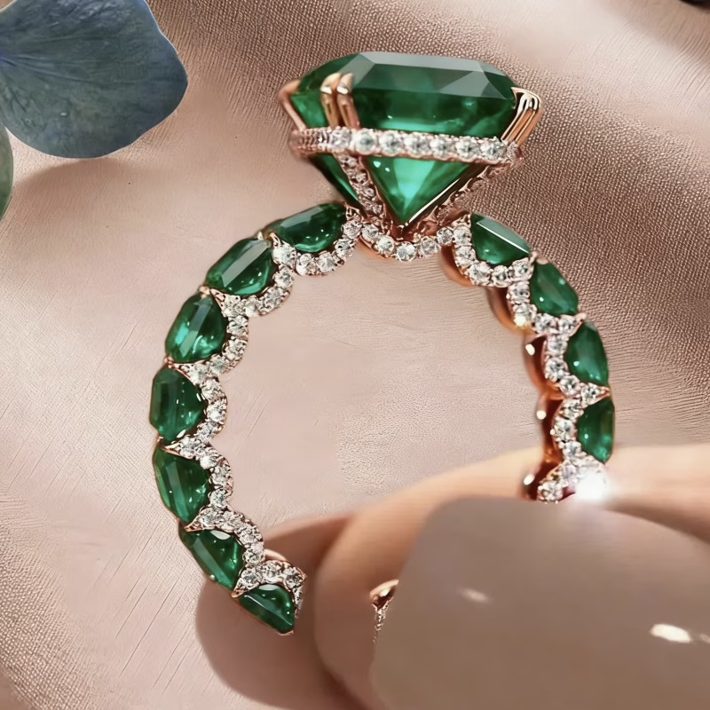 Emerald Adjustable Statement Ring