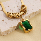 Green Cubic Crystal Necklace