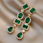 Dangling Emerald Gold Earrings