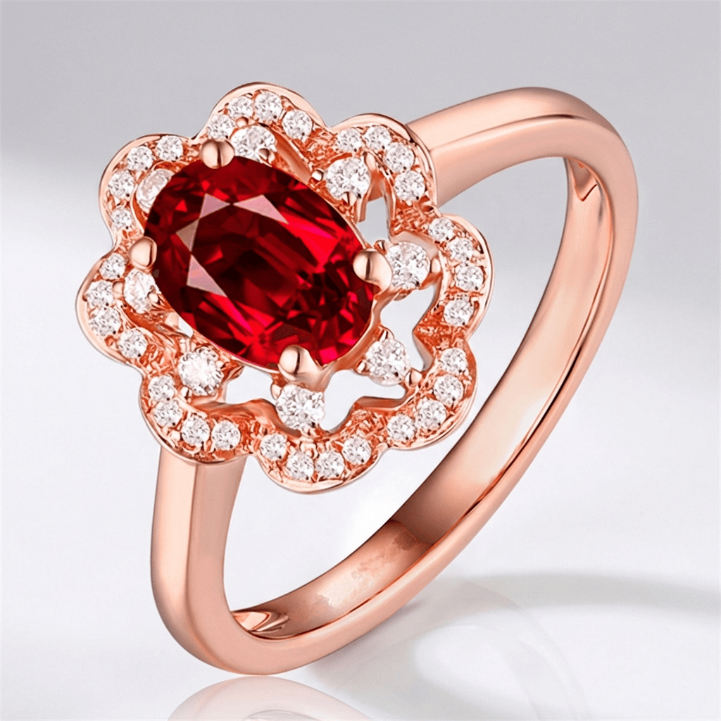 Red Ruby Rose Gold Ring