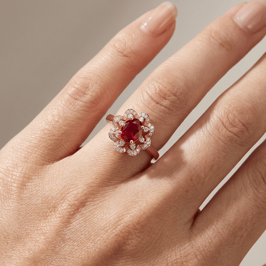 Red Ruby Rose Gold Ring