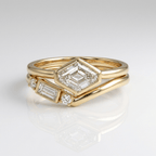 Geometric Zirconia Gold Ring Set