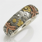 Vintage Sunflower Dragonfly Ring