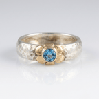 Silver Two Tone Blue Topaz Ring