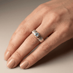 Silver Two Tone Blue Topaz Ring