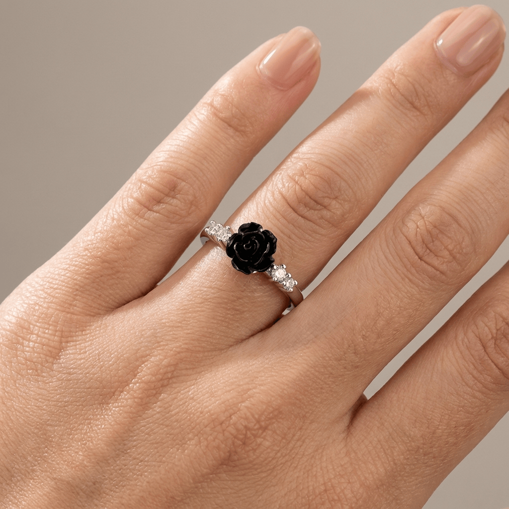 White Gold Rose Zirconia Ring
