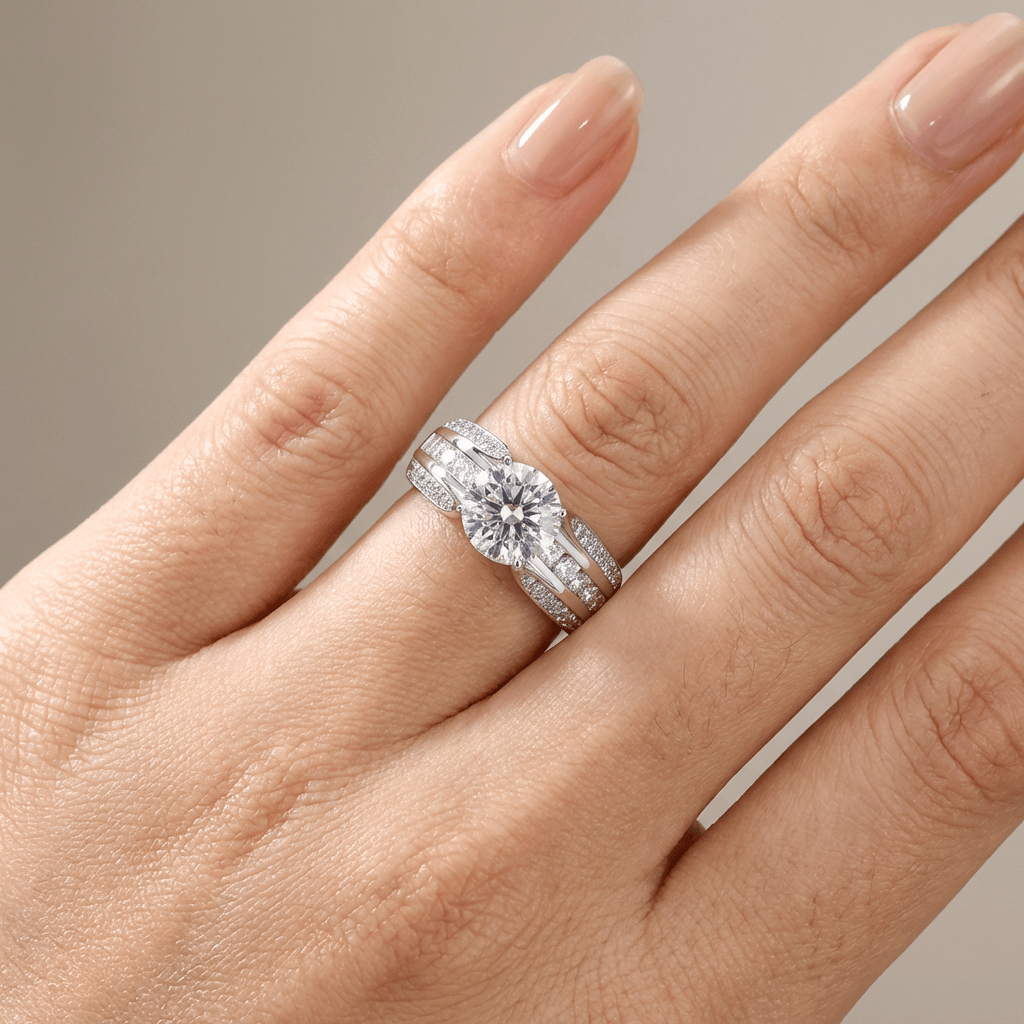 Silver Inlaid Zirconia Pave RIng