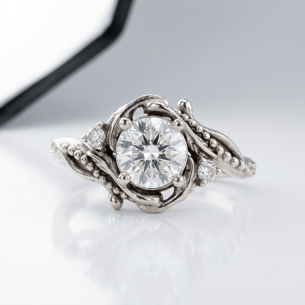 Silver Zirconia Ornate Vintage Ring