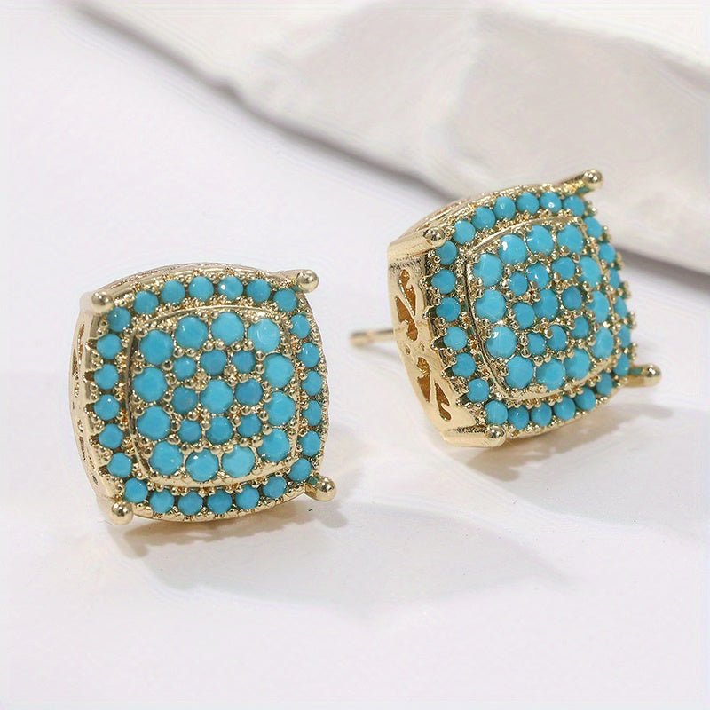 Turquoise Square Stud Earrings
