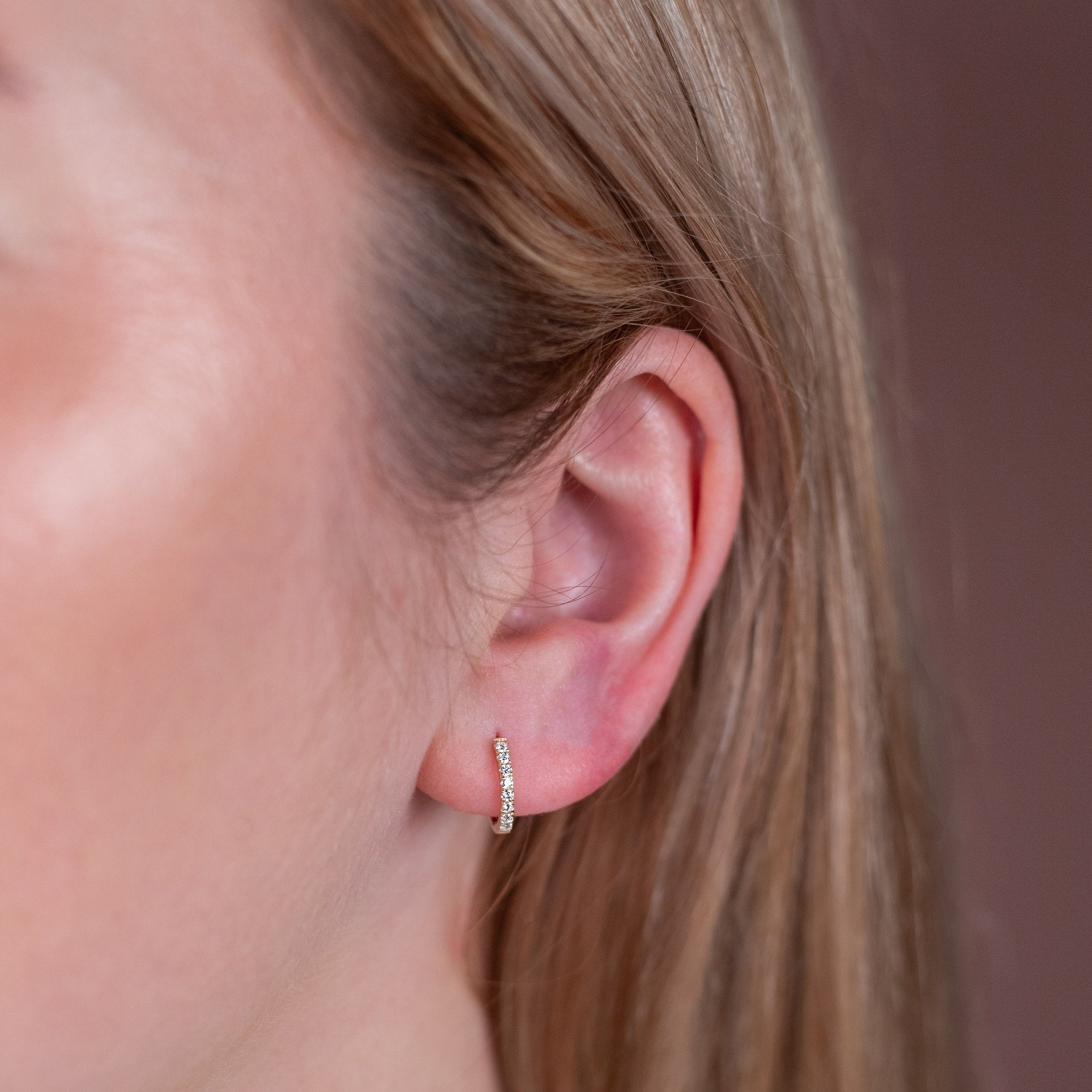 Inlaid Moissanite Huggie Earrings