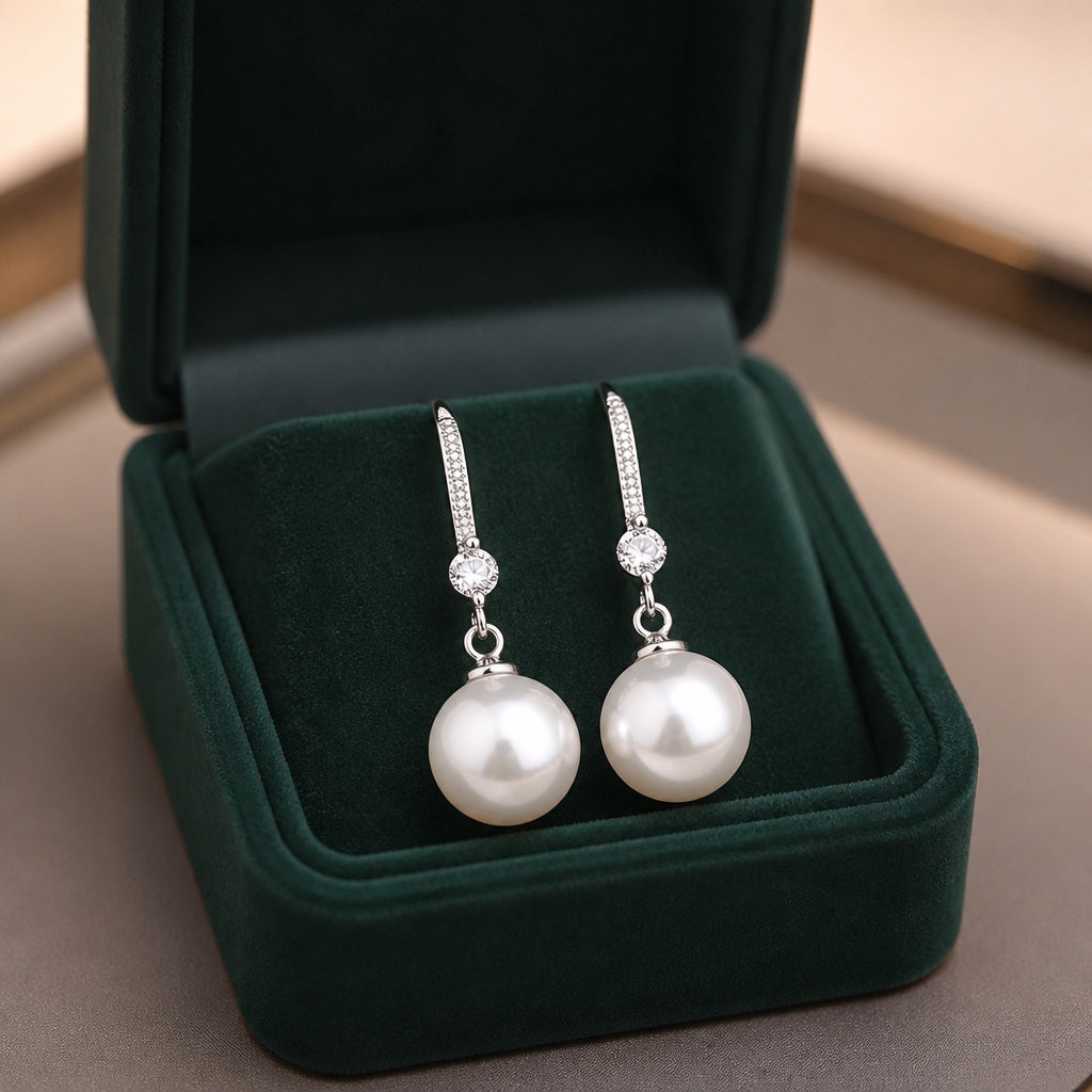 Lustrous Zirconia Pearl Drop Earrings