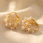 Pearl Cluster Hoop Earrings