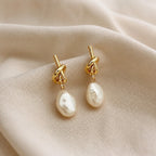 Knotted Pearl Drop Earrings