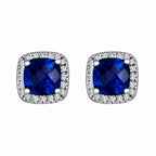 Sapphire Square White Gold Earrings