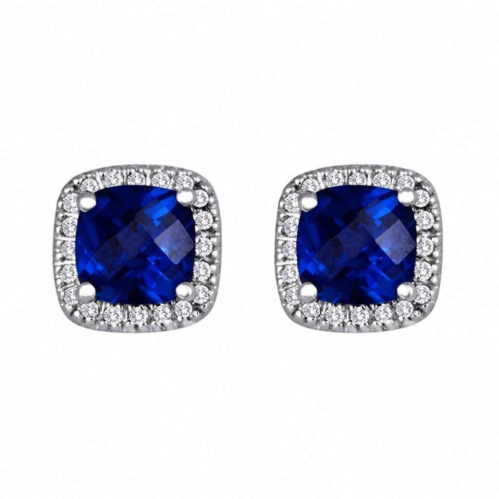 Sapphire Square White Gold Earrings