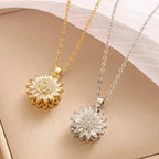 Sunflower Zircon Necklace and Earrings Set