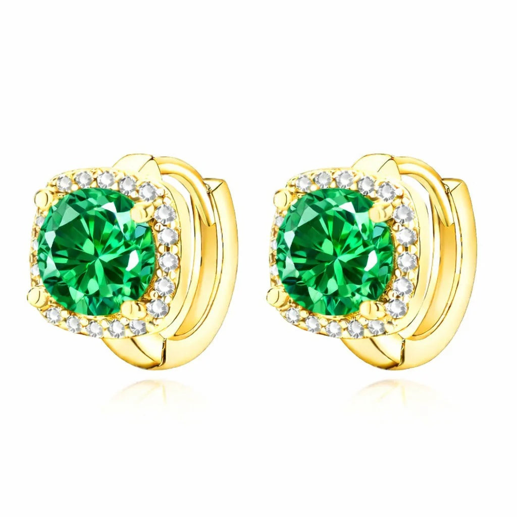 Nadine Minimal Emerald Earrings