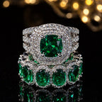 Luxury Stacked Green Crystal Ring