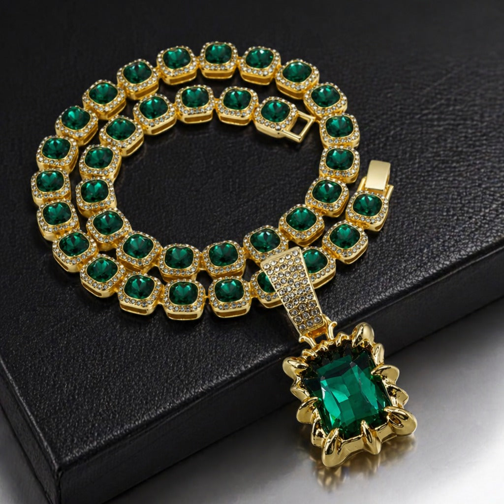 Luxury Golden Emerald Necklace