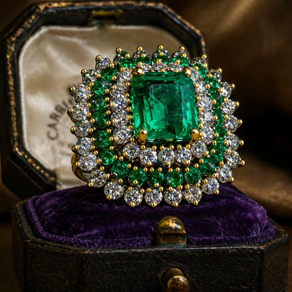 Crystalline Emerald Elegant Ring