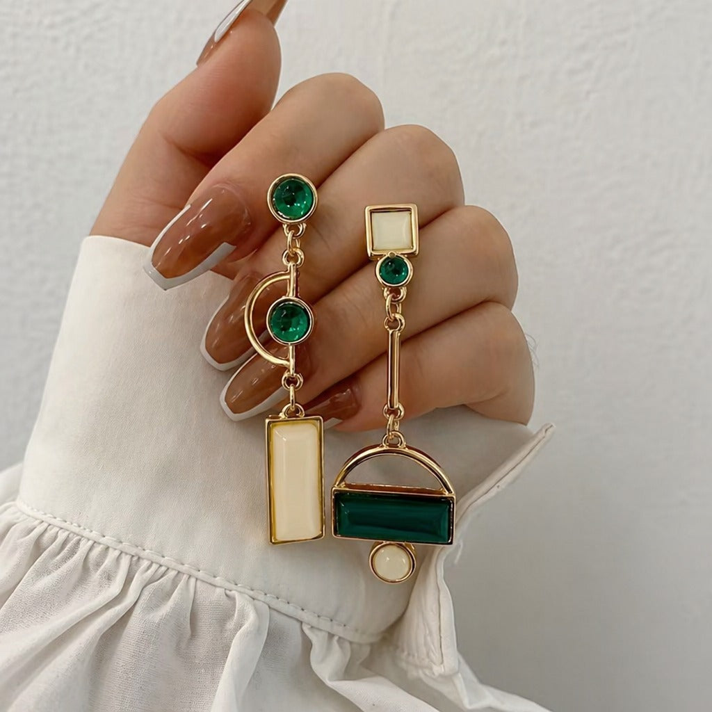 Emerald Geometry Statement Earrings