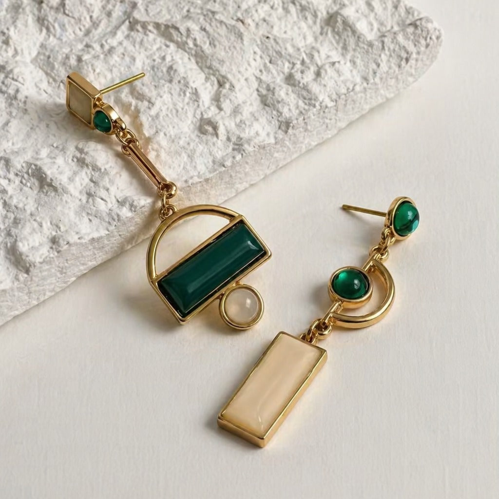 Emerald Geometry Statement Earrings