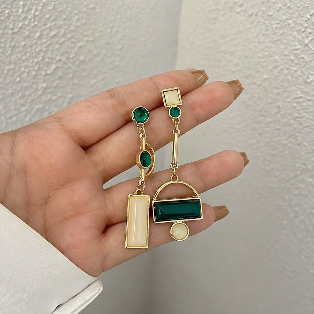 Emerald Geometry Statement Earrings
