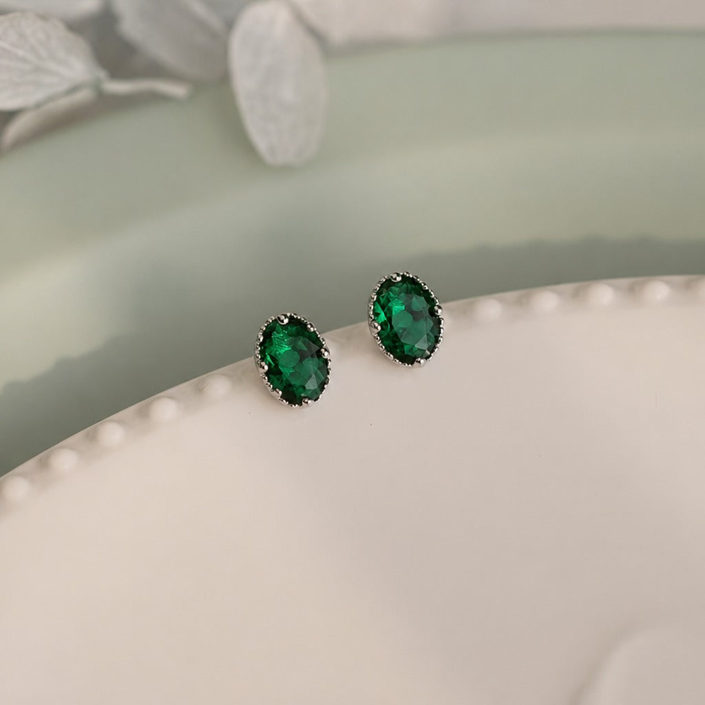 Verdant Oval Statement Earrings