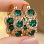Luxury Green Crystal Gold Earrings