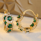 Luxury Green Crystal Gold Earrings