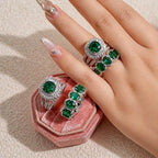 Luxury Stacked Green Crystal Ring