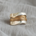 Silver Golden Threads Ring