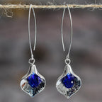 Blue Crystal Silver Earrings
