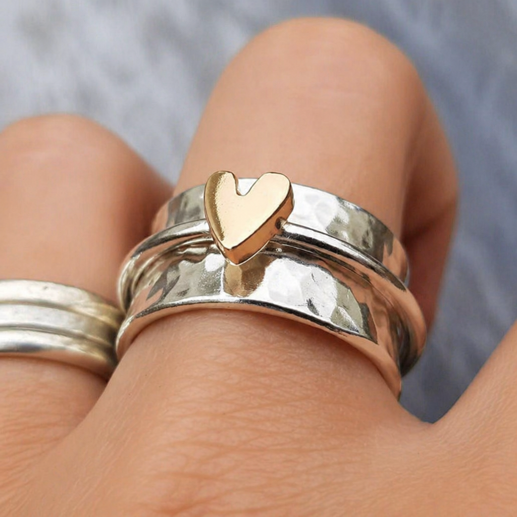 Vintage Silver Golden Heart Ring
