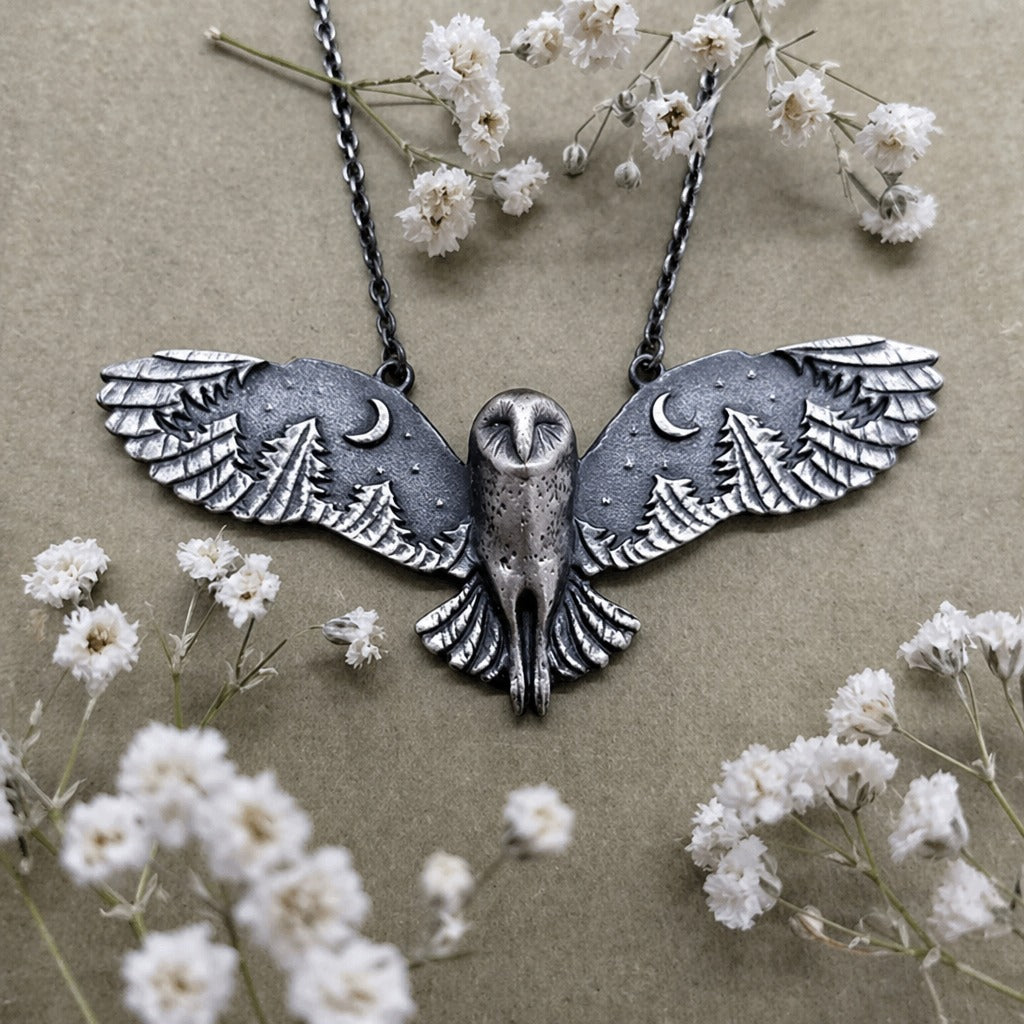 Vintage Owl Moon Necklace