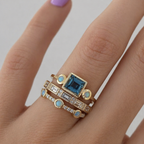 Vintage Blue Crystal Ring Set