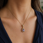 Lavena Halo Gold Pendant Necklace