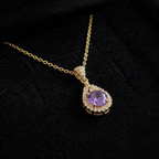 Lavena Halo Gold Pendant Necklace