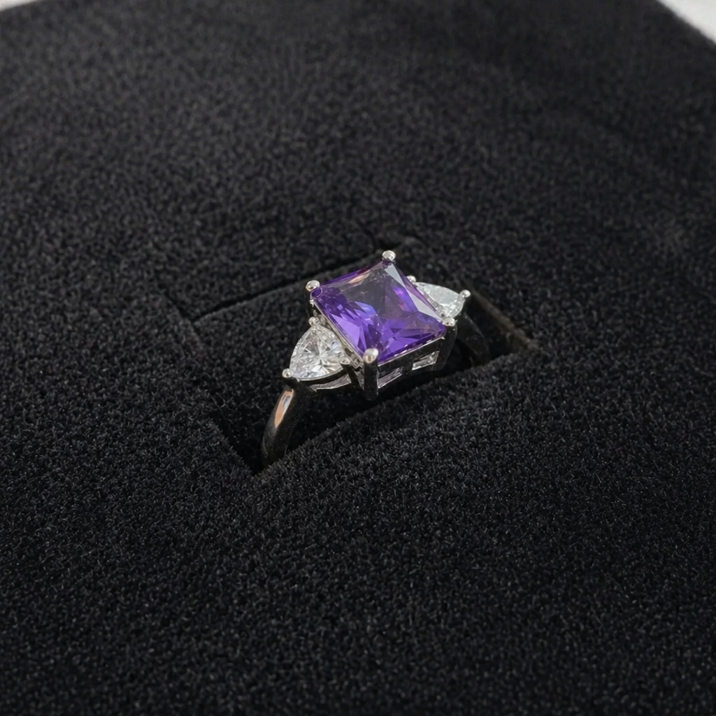 Trinity Amethyst White Gold Ring