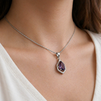Selvara Crescent Drop White Gold Necklace