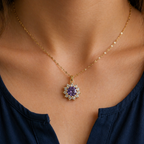 Amethyst Sunflower Gold Necklace