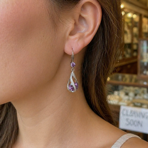 Calithra Lumen Twist White Gold Earrings